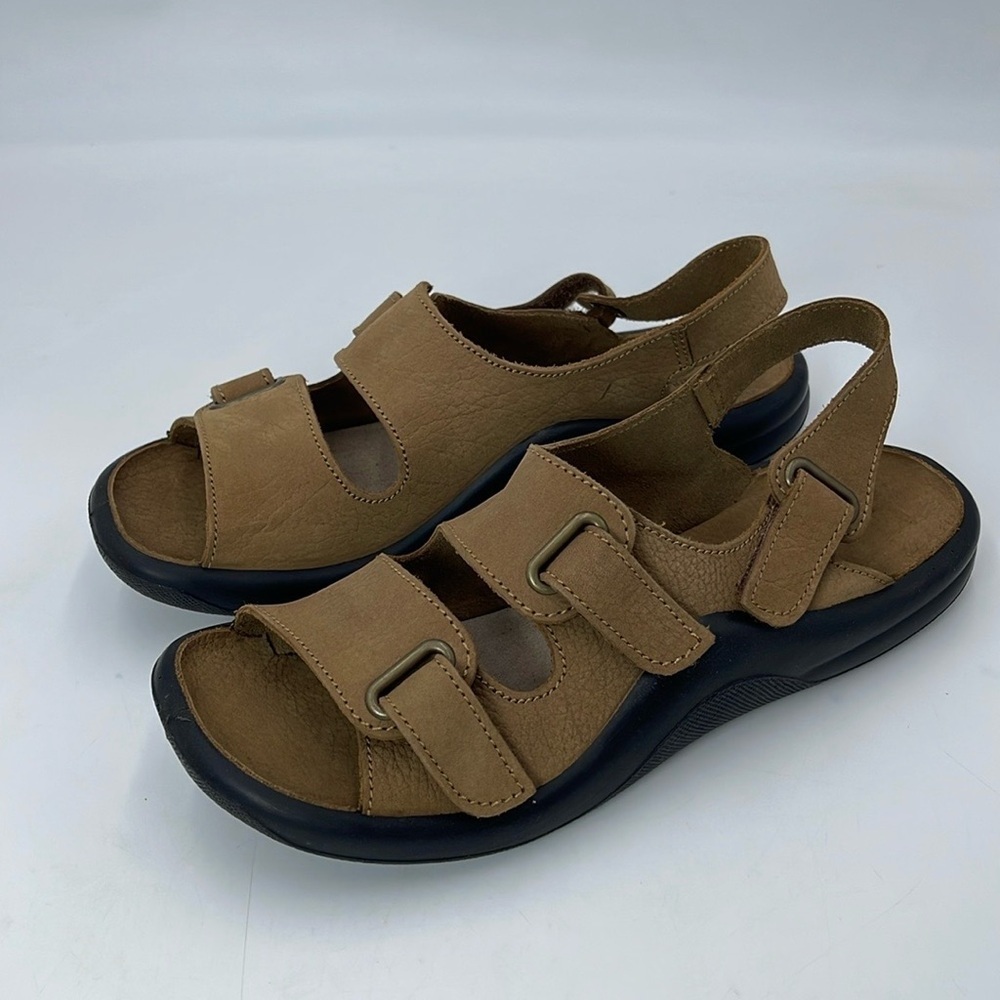 Hammacher Schlemmer Walk On Air Sandal Suede Leather Women Tan